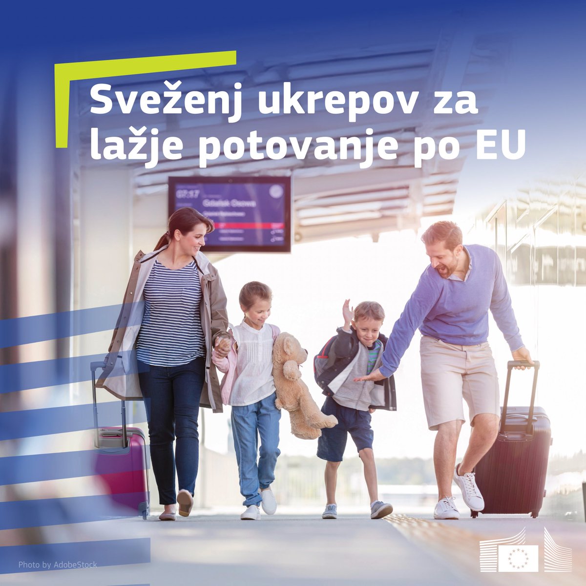 EKvSloveniji's tweet photo. 🆕 Ukrepi za lažja potovanja po EU:

✅ Z enim klikom do načrtovanja, primerjave ponudnikov/cen/urnikov &amp; nakupa samo ene vozovnice za čezmejna 🚝 potovanja po vsej🇪🇺

✅Več pravic v železniškem prometu.

✅Boljši pregled nad ponudniki &amp; večja zaščita.

🔎https://t.co/HEFv2zlPMZ https://t.co/u7NQBPvmOX