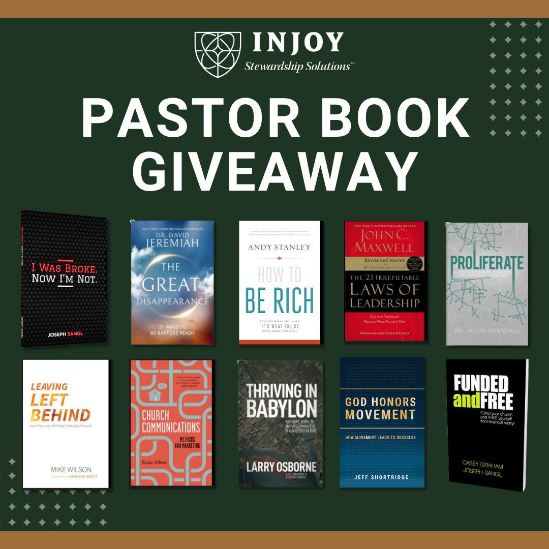 ISS_Injoy's tweet photo. Pastors, your reading habits matter. Win a 10-book leadership library covering ministry, finances, and culture. 5 winners. 

Enter here: https://t.co/cN2HycdKRG

Ends May 15th. https://t.co/MiigPA3dou