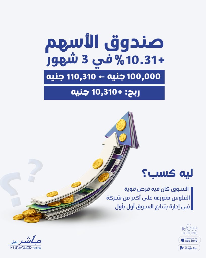 MubasherTrade's tweet photo. إنت عارف لو كنت بدأت من 3 شهور بـ 100 ألف جنيه بس… مع صناديق مباشر  كان زمانك كسبت كام؟ 👀💰
قلب وشوف بنفسك وبنفكرك ان الفرصة لسه موجودة ابدأ دلوقتي   https://t.co/MzYraBZKdR https://t.co/pwzz4j2cRD