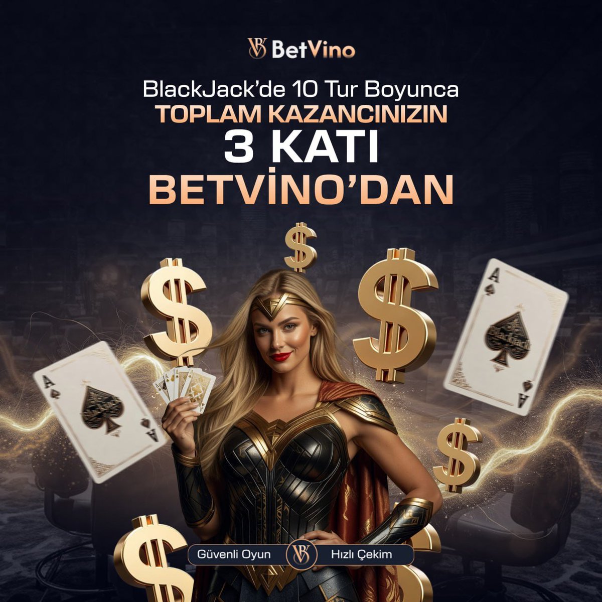 Vinoguncel's tweet photo. ✅ BetVino’da Blackjack’e özel ayrıcalık seni bekliyor!

🔥 10 tur boyunca toplam kazancın 3 katı BetVino’dan.

🤩 Şimdi masaya otur, oyuna hemen başla.

📍  𝗚𝘂̈𝗻𝗰𝗲𝗹 𝗚𝗶𝗿𝗶𝘀̧: https://t.co/NjY14pfddJ

#blackjack #canlıcasino #Betvino https://t.co/EEKgE3Z6qN