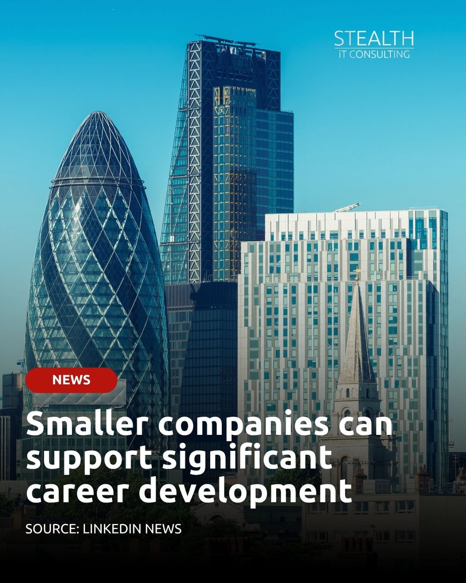 StealthIT's tweet photo. Career growth doesn’t always come from the biggest names in the market.

Smaller and midsize firms can offer real opportunities to make a visible impact, build in-demand skills and take on responsibility quickly. If you’re planning your next move, don’t overlook them. https://t.co/7lRUvq2zii