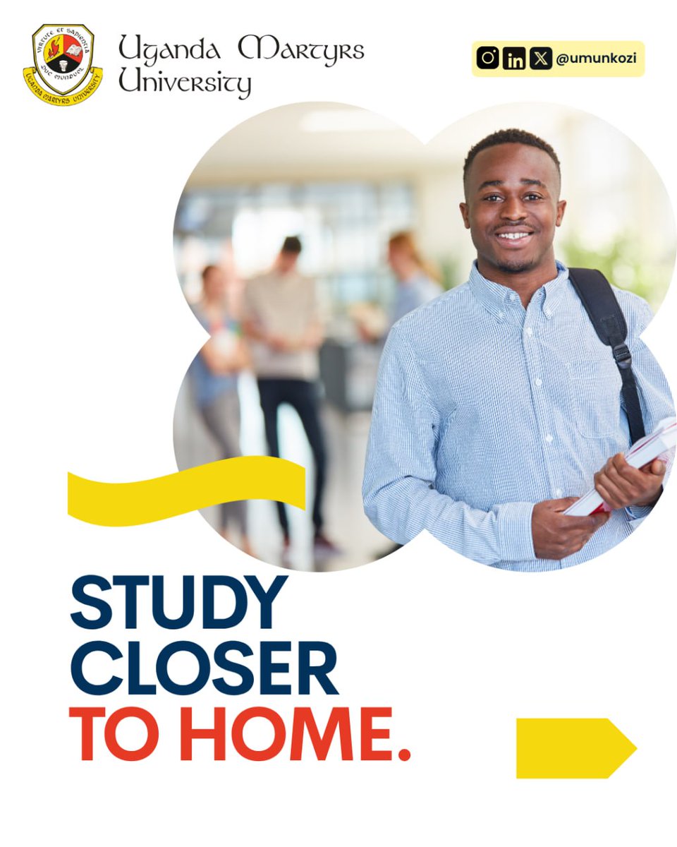 umu_nkozi's tweet photo. Closer to your goals π
Study with Uganda Martyrs University across Nkozi, Lubaga, Nsambya, Masaka, Ngetta, Fort Portal & Mbale.
π Multiple campuses
π» Flexible learning
Apply now;
https://t.co/BVAJ8UsX2W
#CloserToYou #UMU #StudyInUganda https://t.co/hEdMrSDLHN