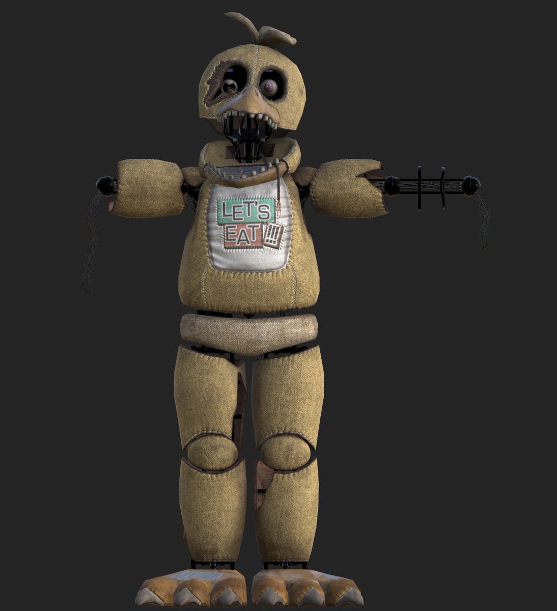 Ijsz23's tweet photo. Withered Chica redesign WIP for my fnaf mutuals https://t.co/6TW7Dxzqv1
