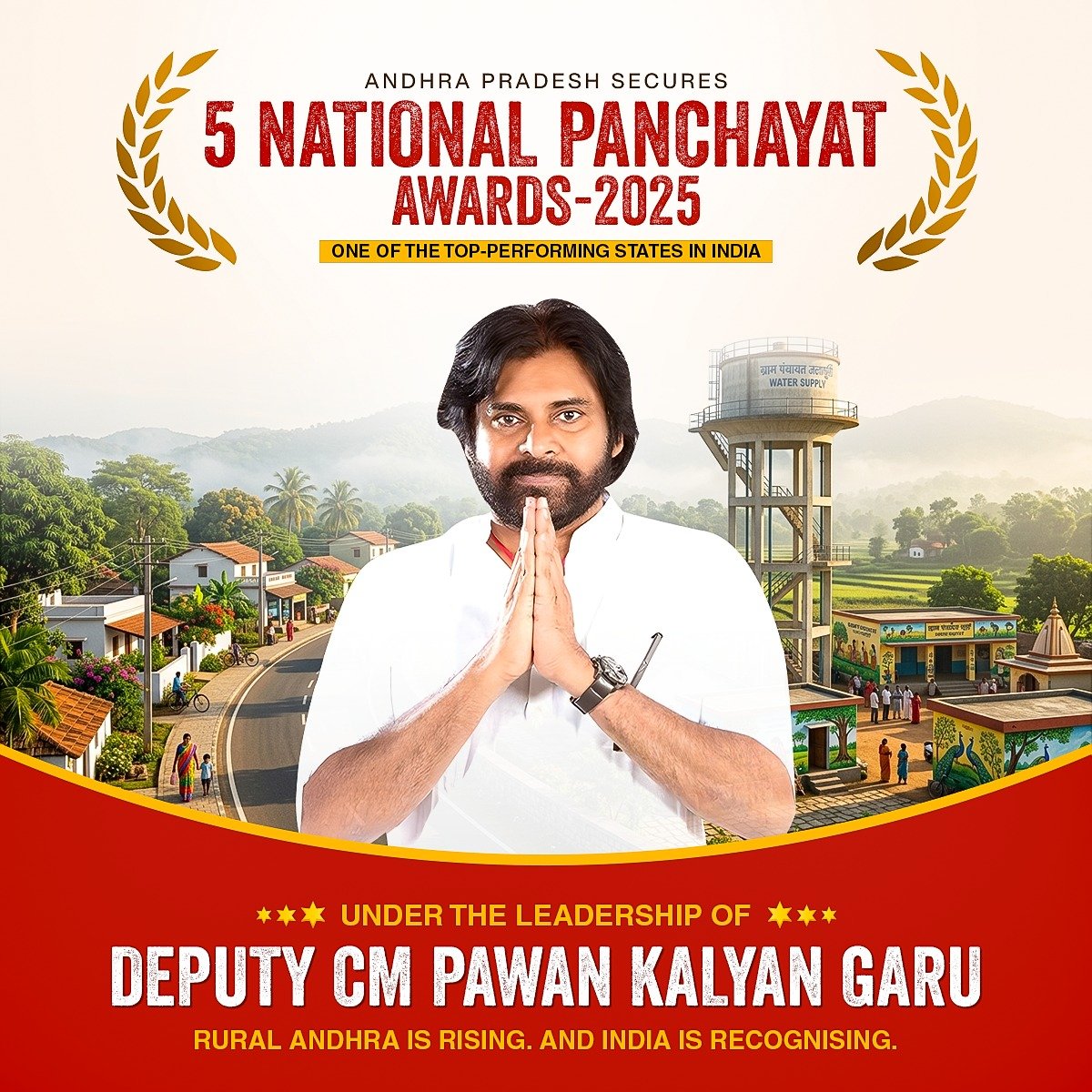 virupaaksa's tweet photo. Real leadership is when development reaches villages, not just headlines.

Andhra Pradesh securing 5 National Panchayat Awards shows what focused rural governance can achieve under ’s leadership.

Strong villages build strong states. 🇮🇳 @paw https://t.co/mv3YSsKldQ