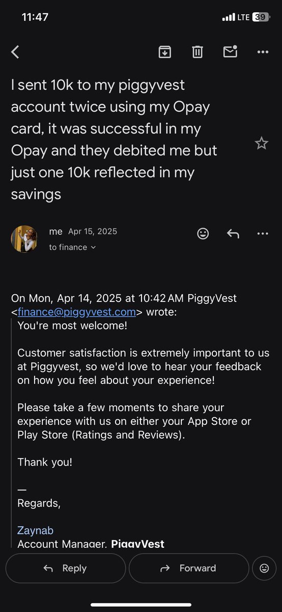 BimsforBimbo's tweet photo. @piggyvest I made complaints, texted on X, sent emails and all till today i didn’t receive that 10000 naira.

So yesterday my sister called me and told me that she tried to send 4k from her piggyvest (I newly introduced the app to her) and she didn’t receive it in her other bank, https://t.co/gaxSyIOXSU
