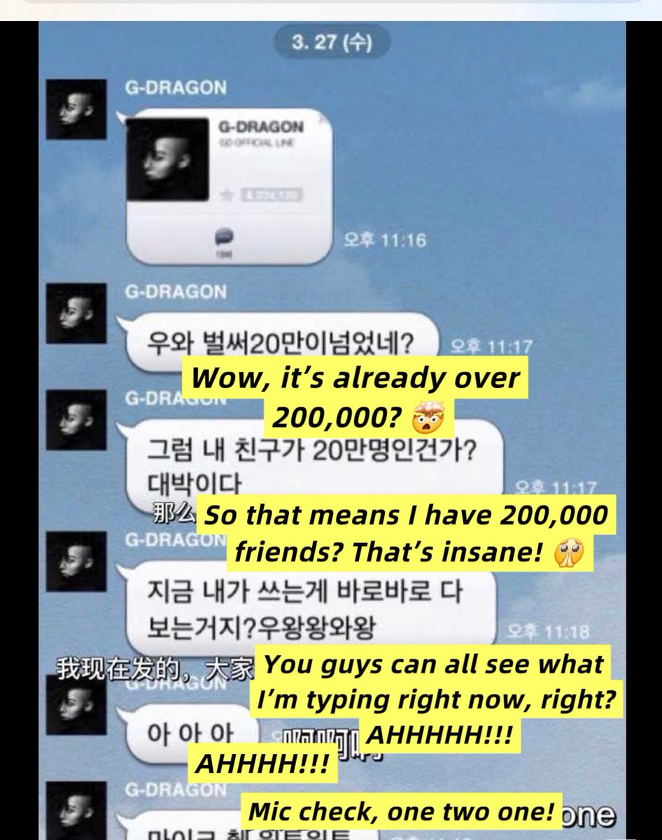 Lluq198's tweet photo. Back in 2013, the lively and playful G-Dragon chatted casually with fans, always using lots of cute emojis.🥺

👦🏻👦🏻👶👶

#GDRAGON 
#권지용 https://t.co/5RVeHmnwi0