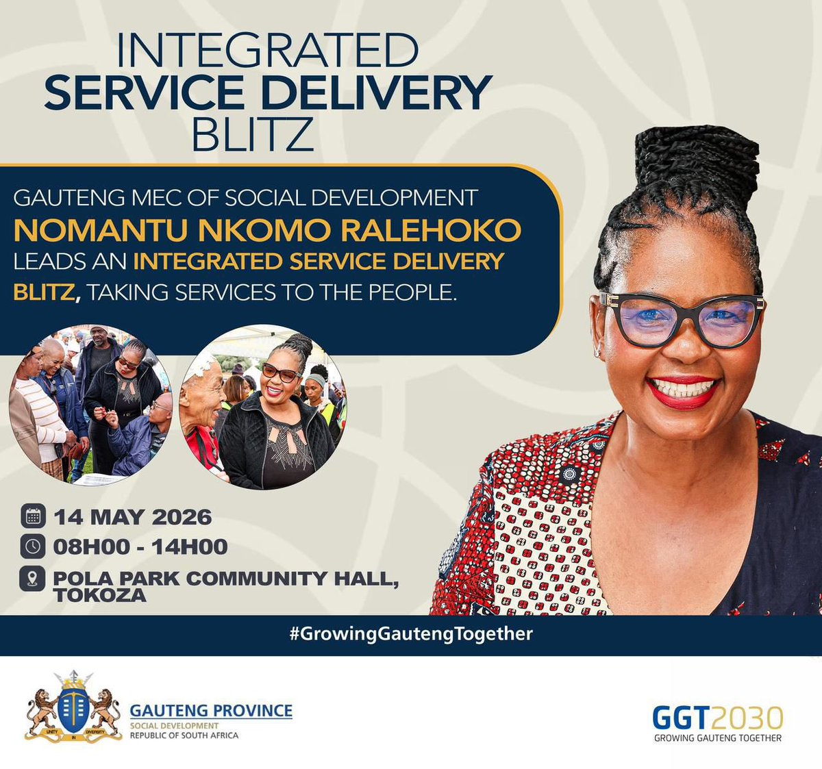 gpgSocDev's tweet photo. #IntegratedServiceDeliveryBlitz | #Tokoza @City_Ekurhuleni
@gpgSocDev MEC @NkomoNomantu willl tomorrow lead the #IntegratedServiceDeliveryBlitz at #Tokoza
@City_Ekurhuleni
#GrowingGautengTogether https://t.co/dV69aPsgDv