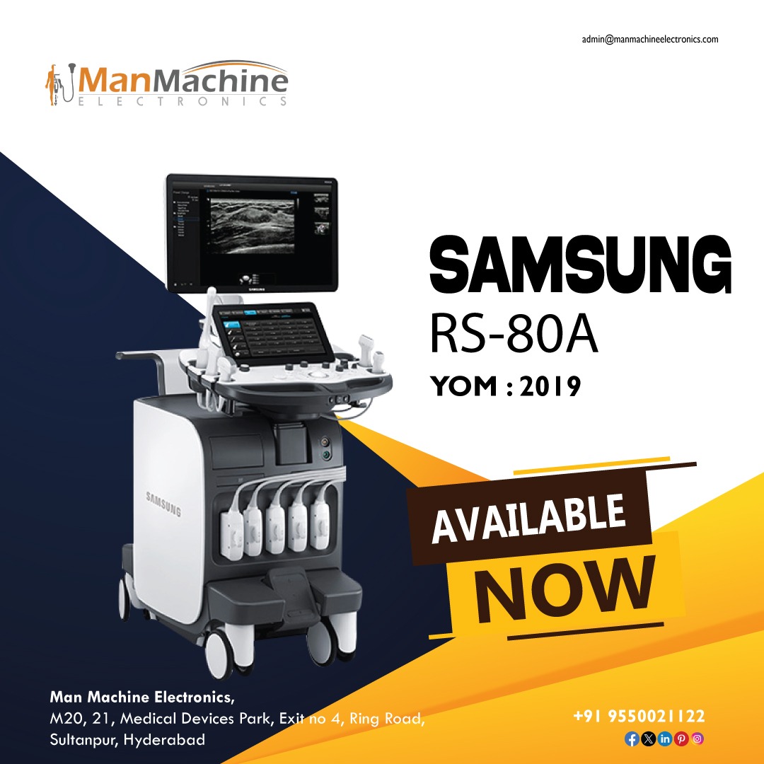 manmachineelect's tweet photo. Samsung RS-80A Ultrasound System (YOM: 2019) now available at Man Machine Electronics! 

📞 +91 9550021122
💬 https://t.co/NaopIAstyp

#SamsungRS80A #Ultrasound #MedicalEquipment #HealthcareTechnology #UltrasoundMachine  #DiagnosticImaging #ManMachineElectronics https://t.co/xkAE9XszkX