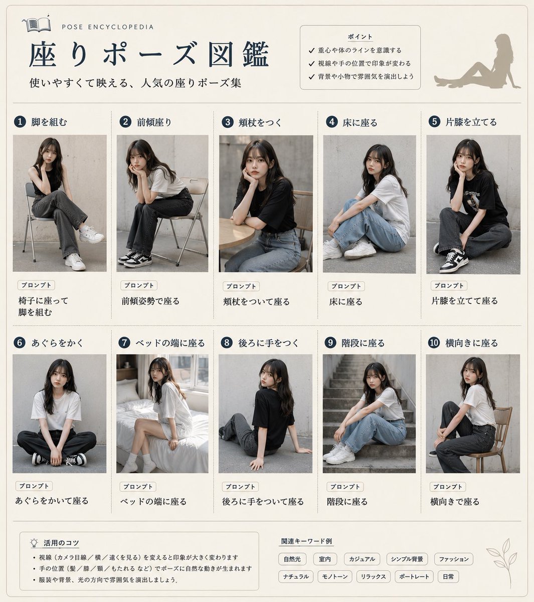 chichipuijaian's tweet photo. ご機嫌いかがですか？？
Grok祭り継続してました🏮👘✨
まだまだー！

皆様も画像作りすぎて中だるみ
してる事かと思います😊💦

てか事で入れるだけポーズ変えてみよう
ジャイアンのポーズ図鑑！

って事で今回は！
😊

Grok技にも普段使いにも
使いやすい
プロンプトで
ポーズ一覧まとめてみました😊

立ち姿より座ったりを多めにしております。

表情と組み合わせたり
背景と組み合わせたりして
衣装は。。。笑

お楽しみくだいませヾ(*´∀︎`*)ﾉ

下の方のにも関連する
シーンと背景のせてあるので
ご自由にお使いください🌸

それでは良い良いAI生成の時間を
お楽しみくださいませ(⁎ᴗ͈ˬᴗ͈⁎)