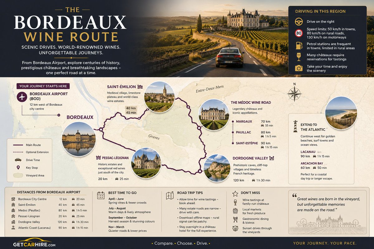 GetCarHire1's tweet photo. Saint-Emilion. The Medoc chateaux. The Dordogne   valley. All from Bordeaux Airport. Compare cheap car hire deals and book   before you fly. https://t.co/kupmdvu16a   
#BordeauxAirport #CarHire #Bordeaux #SouthwestFrance #Dordogne #SaintEmilion https://t.co/1BmfidYQlx