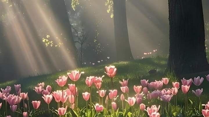 reminiscinbby's tweet photo. forest light and petals https://t.co/Yy63RtWtDU