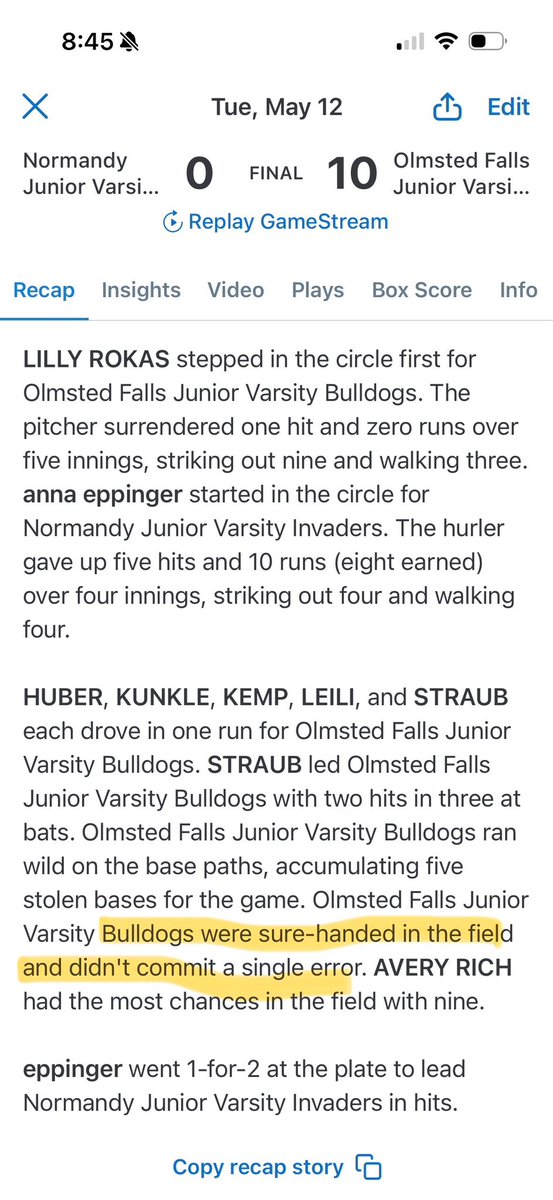 OfSoftball's tweet photo. Congrats to our JV squad for finish their season strong with a 10-0 win over Normandy!! Error free games = Wins!! https://t.co/daeQijpMmh