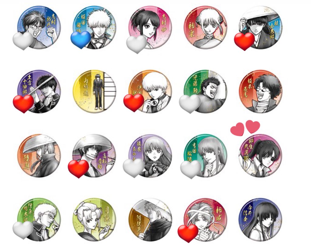 交換】銀魂展 コレクション缶バッジ コレ缶 譲: 銀時9 新八7 神楽8