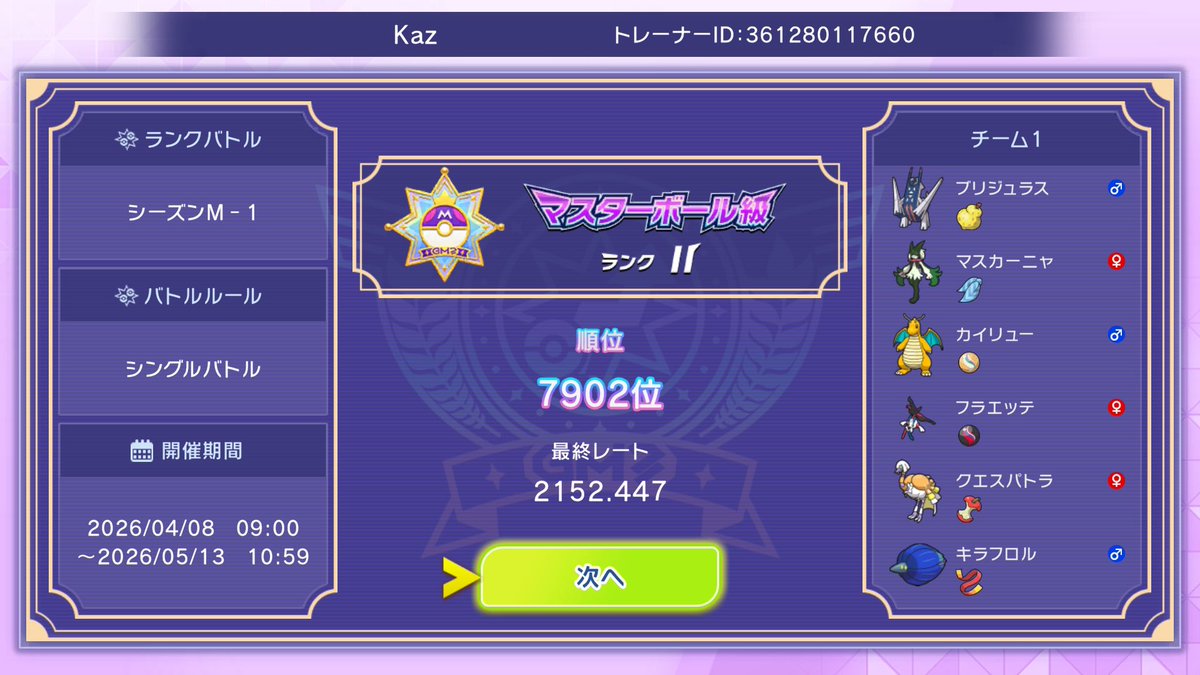 Kz_467's tweet photo. 初めて4桁いけたので嬉しいです💪 https://t.co/cbvUA4YHly