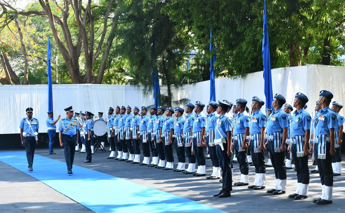tracomiaf's tweet photo. Air Marshal S Shrinivas, AOC-in-C, 
#TrainingCommand, accompanied by Mrs Sunita Shrinivas, President AFFWA (Regional) visited Air Force Administrative College #AFAC which is one of the oldest training establishments of the #IAF on 12 May 26. 
The AOC-in-C was received by Commandant, Air Cmde Shivanand. He was presented with a ceremonial Guard of Honour followed by comprehensive review of in-service training. He appreciated the College in successfully accomplishing its role and task and the initiatives undertaken towards improvement in #training to make it realistic, effective and efficient. He also addressed and interacted with all personnel, highlighting the critical role of training and #professional competence.