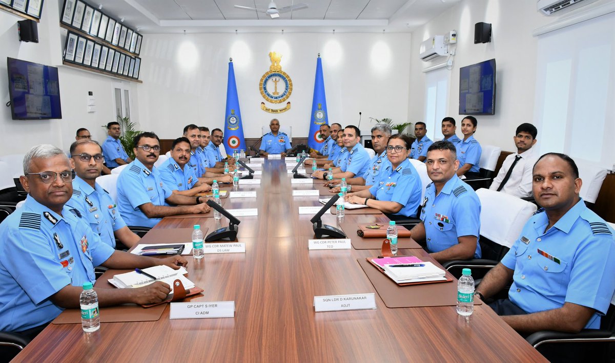 tracomiaf's tweet photo. Air Marshal S Shrinivas, AOC-in-C, 
#TrainingCommand, accompanied by Mrs Sunita Shrinivas, President AFFWA (Regional) visited Air Force Administrative College #AFAC which is one of the oldest training establishments of the #IAF on 12 May 26. 
The AOC-in-C was received by Commandant, Air Cmde Shivanand. He was presented with a ceremonial Guard of Honour followed by comprehensive review of in-service training. He appreciated the College in successfully accomplishing its role and task and the initiatives undertaken towards improvement in #training to make it realistic, effective and efficient. He also addressed and interacted with all personnel, highlighting the critical role of training and #professional competence.