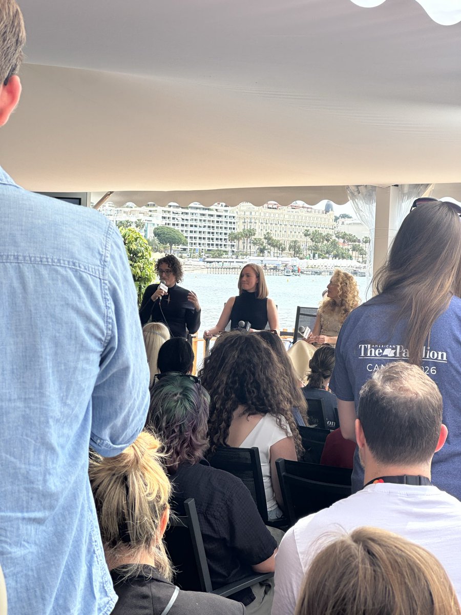 deetsdoots's tweet photo. Casually caught Jane Schoenbrun, Hannah Einbinder and Gillian Anderson at the tale end of their @IndieWire talk. They talk about TEENAGE SEX AND DEATH AT CAMP MIASMA with so much love. I didn’t think I could be more excited for this film but I am now! ✨ https://t.co/PEqDnWXE9l