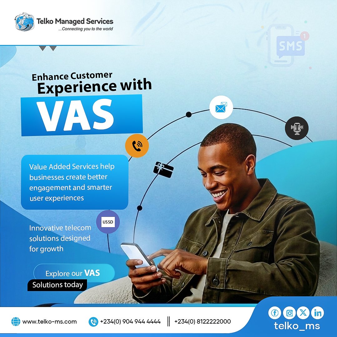 telko_ms's tweet photo. Modern businesses thrive on better customer experiences

Our VAS solutions are designed to improve engagement, support communication, &amp; create value-driven interactions for businesses and customers alike

Telko MS helps brands stay connected in smarter ways

#VAS Gistlover Blord https://t.co/CzXmvoMSOW