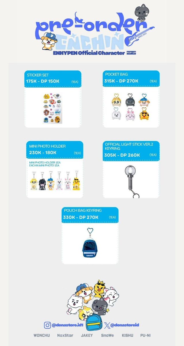 thvhee26_'s tweet photo. #ensell 🇰🇷🇮🇩 INA GO by @denastoreid [Pre-order Enchin ENHYPEN Official Character pop-up]

📦 Weverse
📆 Close: 20 Mei 2026 [18.00]
🔗 Order: https://t.co/NrbYpPd77A
✅ Est bersih INA

⚠️Harga final sesuai berat sampai di INA
‼️SOLD OUT = FULL REFUND
❌Pack
📍Sumedang, Jabar https://t.co/TuQBszPWg9