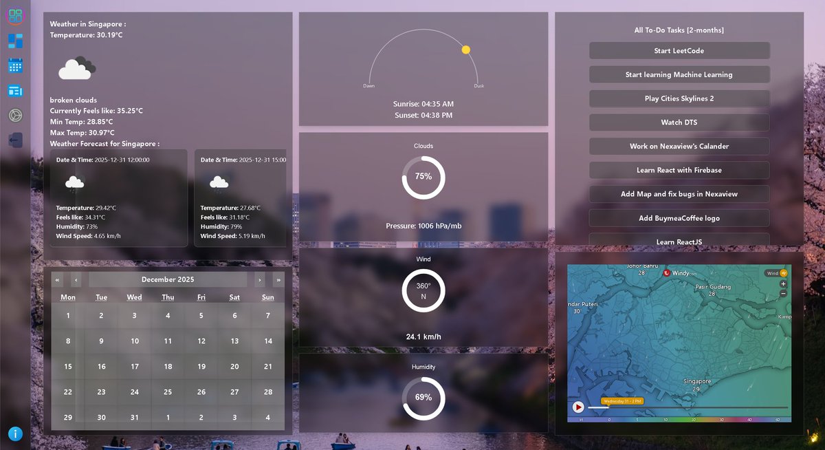 No1SoftwareDev's tweet photo. @sync_ise @vishalm57189631 Hi 

I am building Nexaview: A Dashboard for Weather, News, Calander, ToDo and more to showcase my skills and upgade my portfolio.

Check out the Repository and please star it as it would mean so much

https://t.co/JhBB3terYU https://t.co/osGbvPrH2U