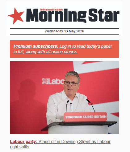 Labour4S's tweet photo. Reject the capitalist variants and receive a daily dose of socialism in your inbox. Sign up to the free Morning Star daily newsletter here: https://t.co/Gh9s9sImft https://t.co/MFIPFVKzP2
