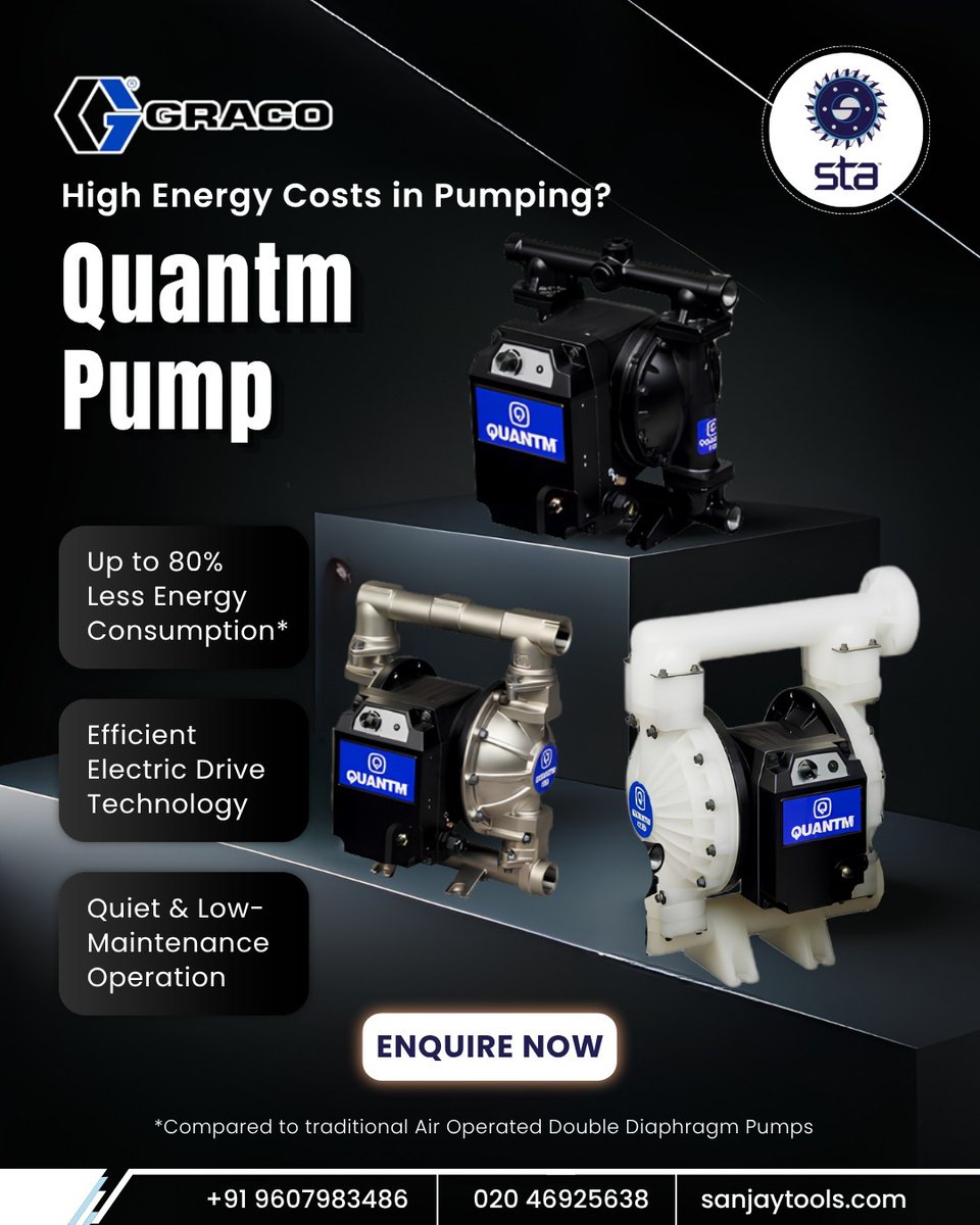Sanjaytools's tweet photo. Graco QUANTM Pump delivers energy-efficient fluid transfer with quiet, low-maintenance operation. Built for reliable industrial pumping performance.
🌐 https://t.co/0YU6RQ5e7O
📞 +91 9607983486
#Graco #QuantmPump #FluidTransfer #EnergyEfficiency #SanjayTools https://t.co/4bvLcFi14n