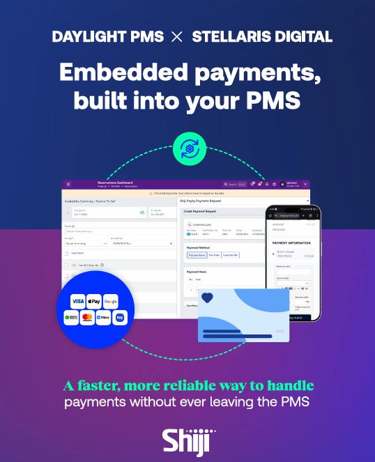 ShijiGroup's tweet photo. One workflow for teams. One consistent experience for guests. PCI and 3DS compliance built in.
 
This isn’t about adding tools. It’s about removing gaps.
 
🔗 Discover how Stellaris Digital Payby simplifies hotel payments: https://t.co/dR2qh4jND5
 
#shiji #daylightpms https://t.co/2e4F0Wd7xr