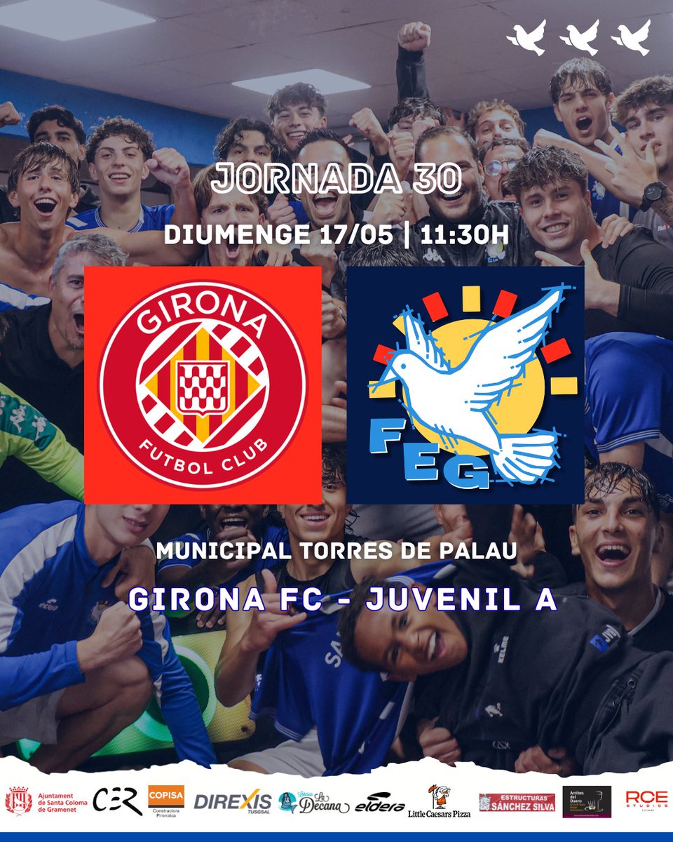 FundacioGrama's tweet photo. 💙 Tanquem la lliga 𝐣𝐮𝐧𝐭𝐬, Juvenil A!

🆚 @GFCAcademia 
📅 Diumenge 17 de maig
⏰ 11:30h
🏟️ Municipal Torres de Palau https://t.co/z9xV3WvU4U