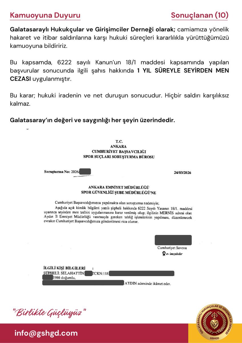 Galatasaraylı Hukukçular ve Girişimciler Derneği tweet media