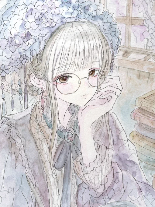 日曜までヤフオクに出品中の少女たちです #創作イラスト #透明水彩 #ヤフオク