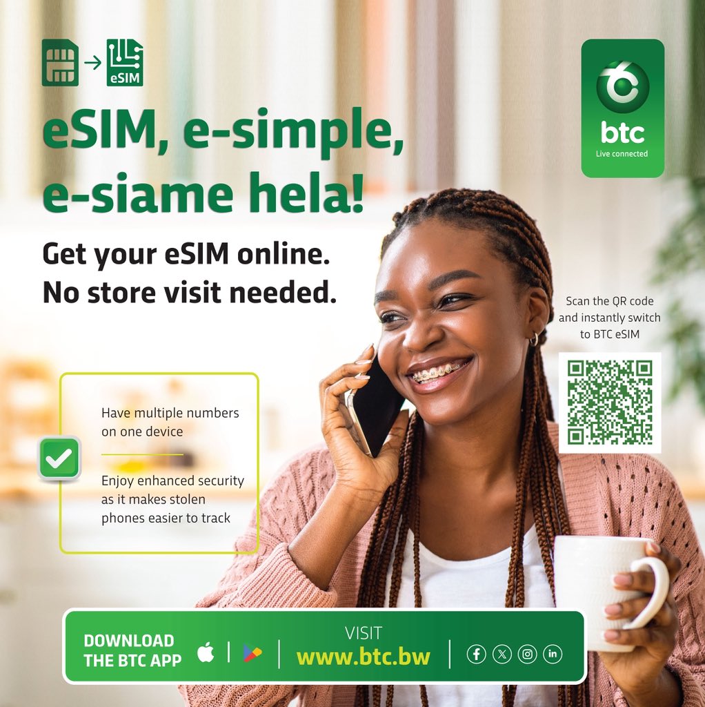 btcbw's tweet photo. Scan. Switch. Connect 
That’s how easy joining BTC eSIM is. 
Click https://t.co/M6GaPlERy1 to register.  
#LiveConnected https://t.co/HnJEcpbV74