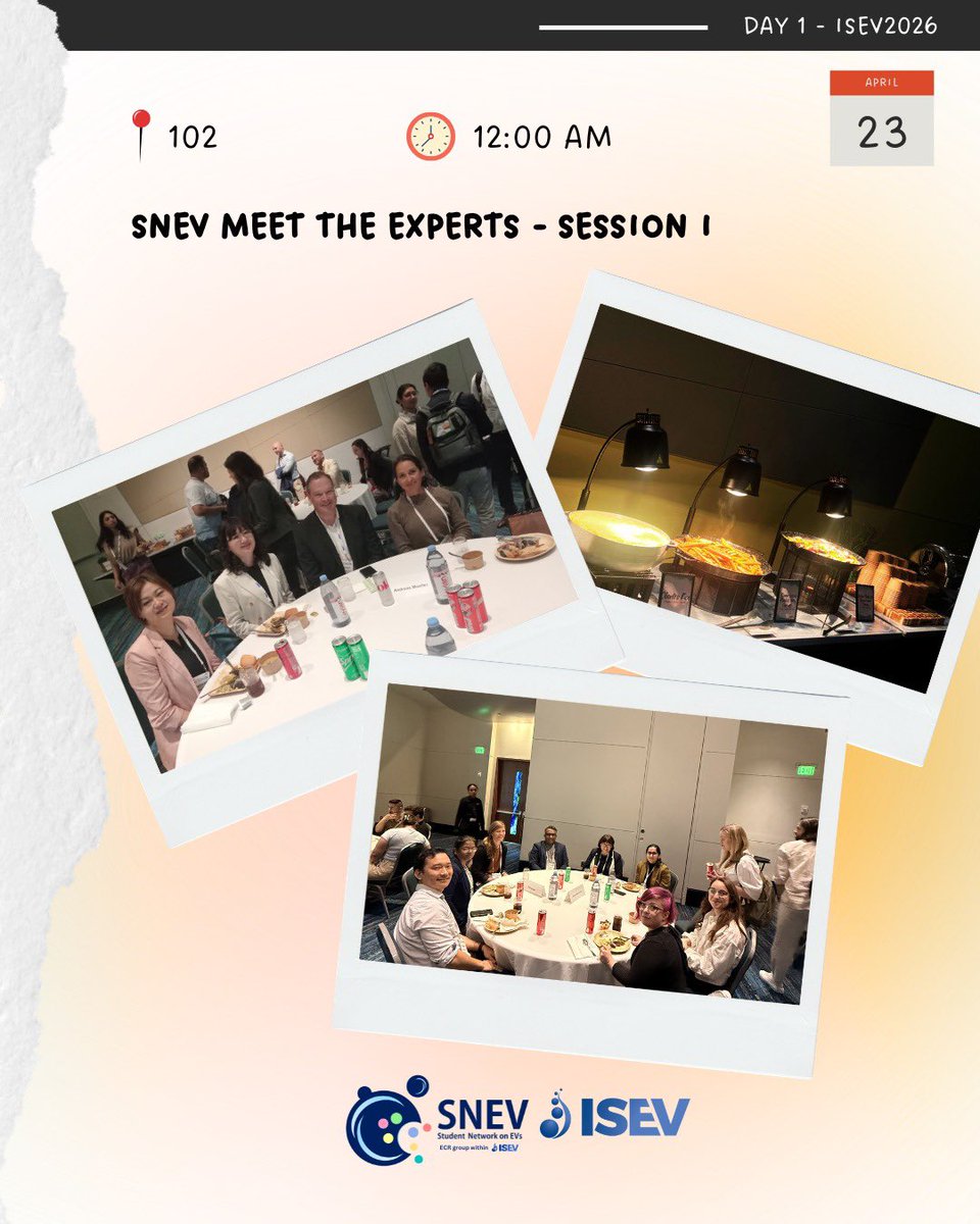 SNEVresearch's tweet photo. 🚀 SNEV at ISEV2026 Day 1 Recap

Meet the Experts – Session 1! 👩‍🔬👨‍🔬

🔹 Samir EL Andaloussi | Benedetta Bussolati | Edit Buzás | Erdinc Sezgin | Eva Rohde | Kathryn Whitehead | Rienk Nieuwland | Sujata Mohanty | Andreas Möller | Randy Carney | Naveed Akbar https://t.co/8lqa3HwTiY