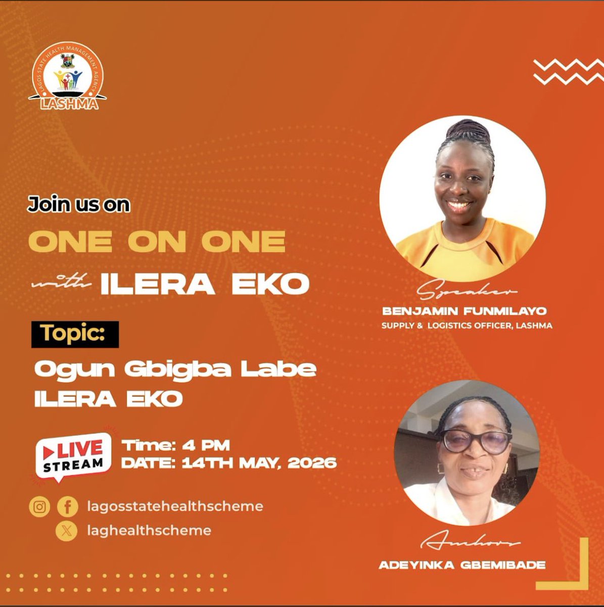 LagHealthScheme's tweet photo. JOIN US THIS THURSDAY!

As we discuss Drug Access Expansion.

Don’t miss out on this conversation.

…leaving no one behind https://t.co/zjFUdj16Y0