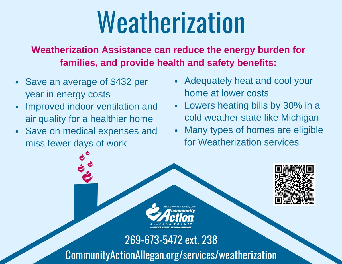 CommActionAlleg's tweet photo. May is Community Action Month and today is Weatherization Wednesday! 

For more information or to see if you quality for home weatherization, call us at 269-673-5472 ext. 238 or complete an interest form at https://t.co/KugBpZHokz. https://t.co/rxQcjXtokM