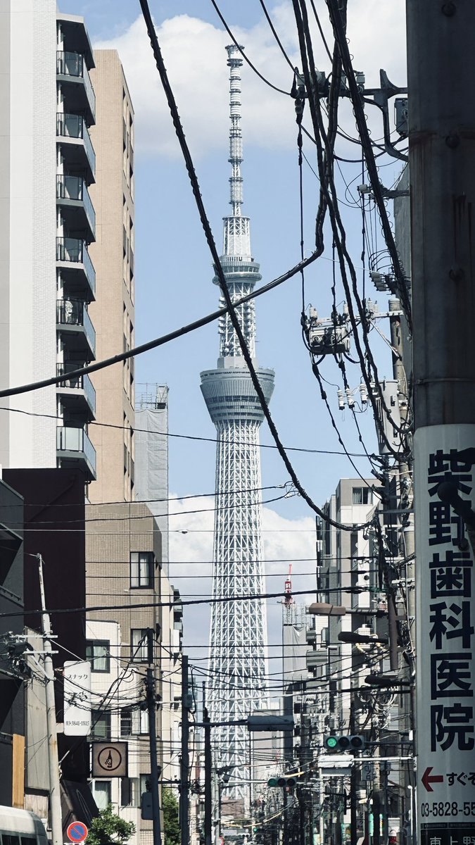 igomi2024's tweet photo. 上野に用事があって行ってきたので、道の向こうに見えたスカイツリーの写真も撮ってきました📸

おっきい！！

にしだ(˙◁˙)🧡 https://t.co/3w3Vu3xSbr