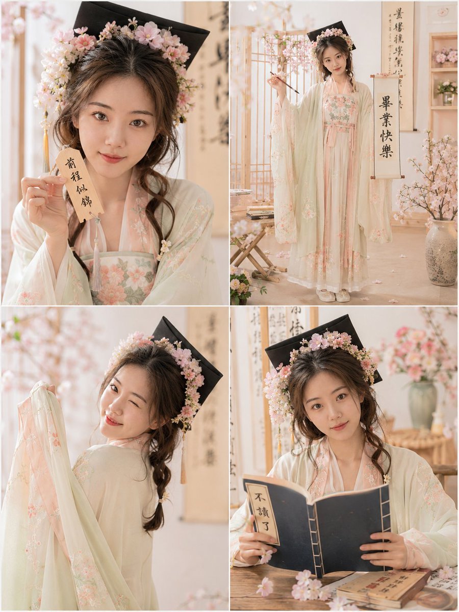 Playful Hanfu Graduation Photo Grid