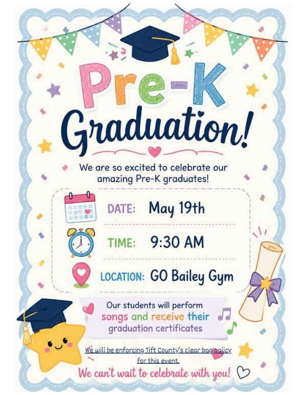 GOBES_Tift's tweet photo. GOB Pre-K Graduation!! https://t.co/o2c55Rw3Pi