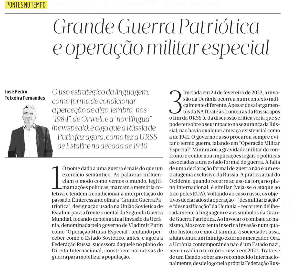 JPTFe's tweet photo. A Grande Guerra Patriótica da Rússia e a Operação Militar Especial na Ucrânia in JN História Nº 61, Abril 2026, p. 98. https://t.co/RiPYGATag0