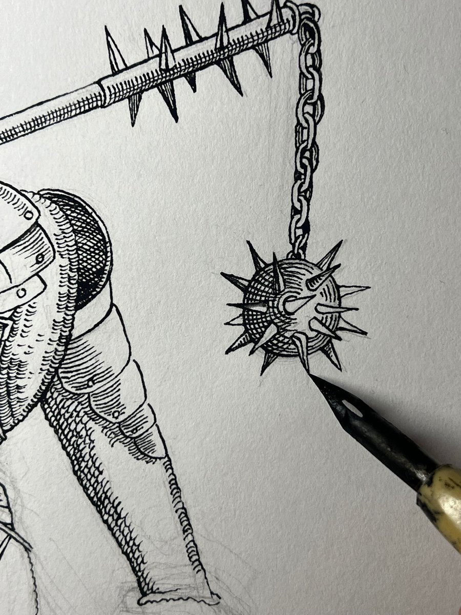 tstartworks's tweet photo. Dip pen &amp; oak gall ink. 

The original print belongs to the Augsburg Book of Nobles; a project undertaken by Hans Burgkmair the Younger and Heinrich Vogtherr the Younger to illustrate the coats-of-arms of the patrician families of the city of Augsburg. https://t.co/xyfJN0M6d7