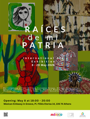 EmbaMexGre's tweet photo. El 8 mayo se inauguró en Embamex Grecia la exhibición de arte “Raíces de mi patria”, en colaboración con International Art Exchange y la Galería Cristina Lappa. Un encuentro artístico ultidimensional #InternationlArtExchange #CulturalExchange @Christinalappagalleries @EmbaMexGre https://t.co/viZff4udjX