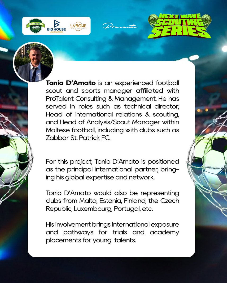 BighouseLP's tweet photo. We are pleased to welcome one of our guests Toni d’amato to Nigeria .
 A passionate football professional with extensive experience in player scouting and sports management and our Our international partner on this project.

#football #scouting #sports https://t.co/zkhMM8WMXM