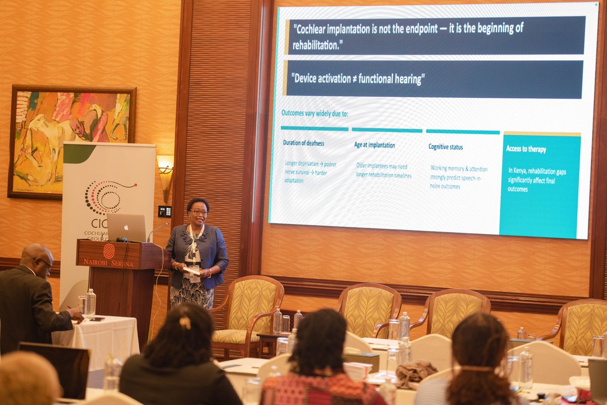 SLTsupport's tweet photo. On Monday, 11 May 2026, our Director and Speech &amp; Language Therapist, Grace Macharia, presented at the KENTS–CIGOK 1st Cochlear Implant Workshop in Nairobi.

Proud to be part of advancing cochlear implant care across Kenya and Africa.

#CochlearImplant #KENTS #CIGOK #SLT https://t.co/0wS2hFcP9z