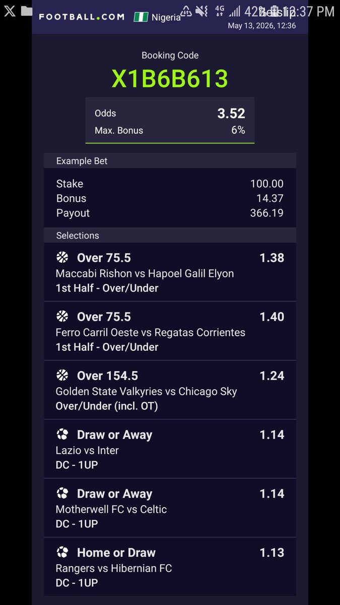 Bmklatest's tweet photo. 3 odds // X1B6B613
@Davidbanksz @Davidspredict @bossolamilekan1 @BeegTipsy @_itsmaytips https://t.co/8tWPL7A6Us