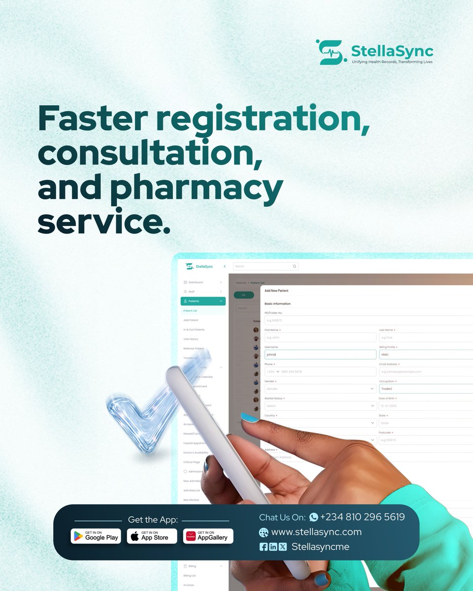 stellasyncme's tweet photo. Reliable healthcare technology built for everyday healthcare operations.

Experience efficiency, accuracy, and control with StellaSync.

Contact us or visit our website for more details.

#StellaSync #StellaSyncEMR #EMR #PatientCare #Healthcare #HealthTech #HospitalManagement https://t.co/zoQ35OAciP