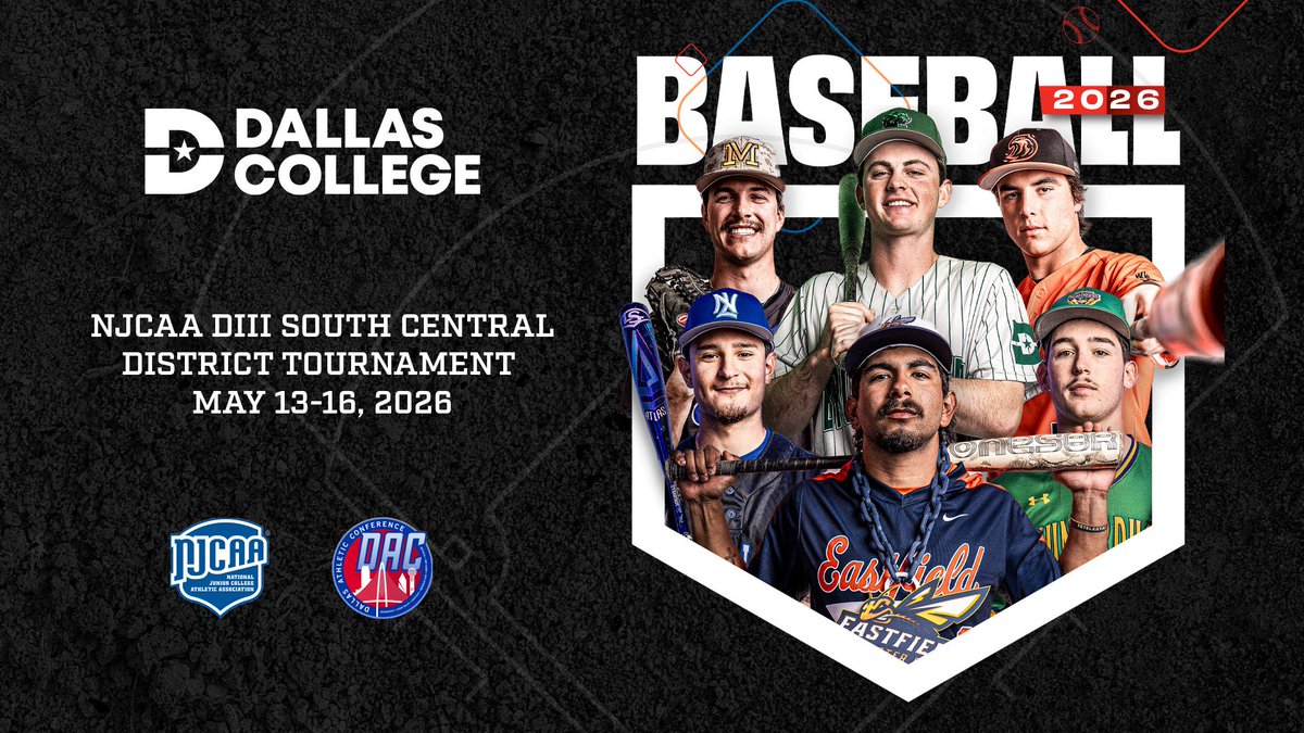 DallasAthConf's tweet photo. Starts now … 

⚾️ @DCNL_Baseball (27-29) vs. @CedarValleyBase (18-34) 
🕚 11 a.m.
⚾️ @DucksBsb (24-28-1) vs. @DCMVBaseball (20-30)
🕑 2 p.m. 
🔗 https://t.co/n3txw5aI4T
📺 DAC Sports Network 
🏟️ Dallas College Eastfield 

#NJCAABaseball | #DACBaseball https://t.co/9hzVP8Rumj