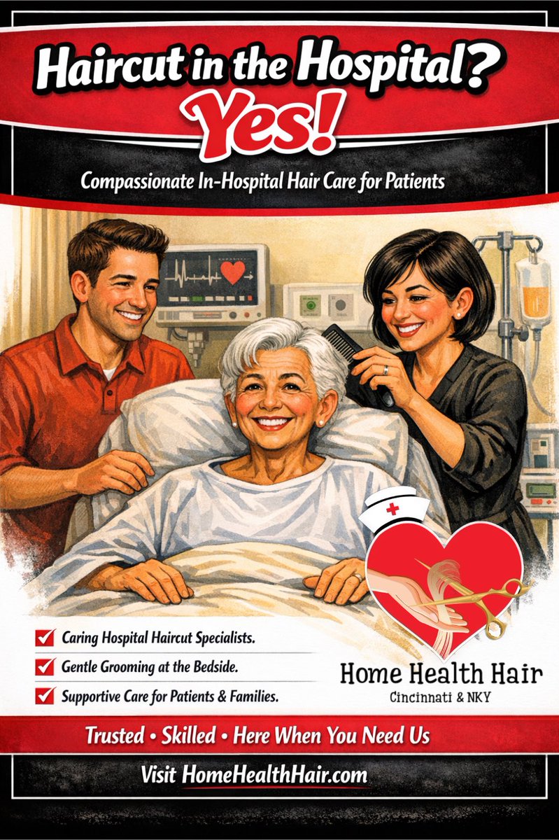HomeHealthHair's tweet photo. Living with medical or mobility challenges? @HomeHealthHair brings the salon experience to you and your loved one! #travelinghairstylist #haircuttingnurse #mobilesalon #homehealth #hospice #hospital ❤️✂️❤️ https://t.co/QU7HEoHHOF