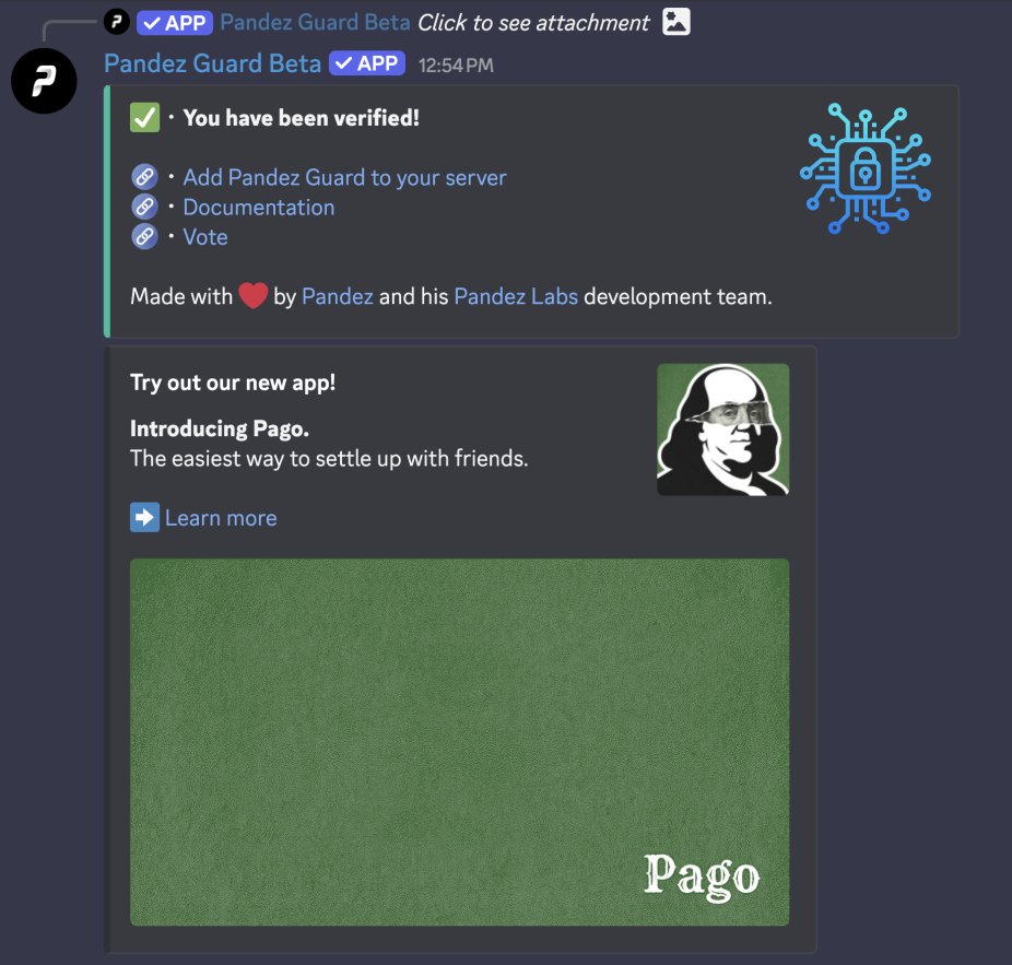 JODzilla_BS's tweet photo. When you join any server which have Pandez Guard bot , you will see $Pago message when you verified!

PS: 160k+ servers have Pandez Guard bot
You are not bullish enough. 🚀 https://t.co/FTgG95qGfo