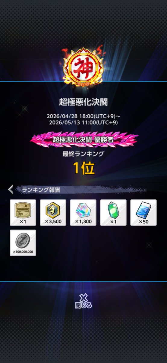 Soradbl's tweet photo. 2回目の1位！！
1年ぶりの1位でした！
周りの環境のおかげで取れたので本当に感謝です！
ありがとうございました！ https://t.co/R1Gj8fC89n
