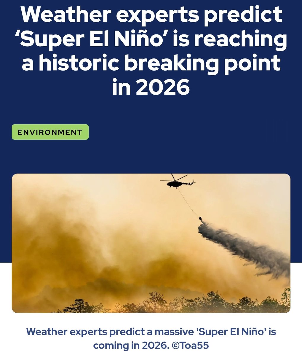 jpmacharia's tweet photo. Weather experts predict 'Super El Niño' is reaching a historic breaking point in 2026 - Futura-Sciences
@MeteoKenya https://t.co/SbWcn9ZpDV https://t.co/qv8t7Z7Xmu