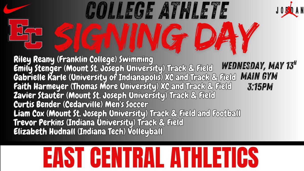 ECTrojanSports's tweet photo. Today we honor this list of student-athletes that have committed to extend their athletic careers at the college/university level.  All told the class of 2026 has (23) students that will extend their athletic careers.  Congrats to them all &amp; those that helped them along the way! https://t.co/0BqKtRSccl
